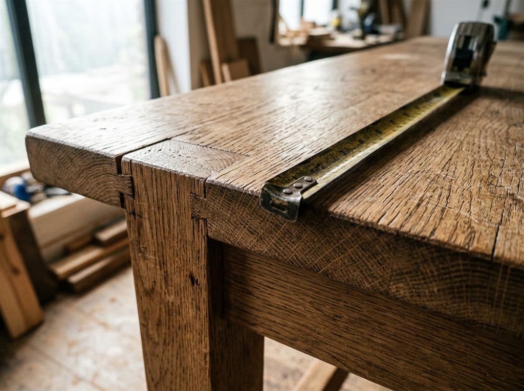 Detalle de un mueble de madera durante su valoración en Pontevedra