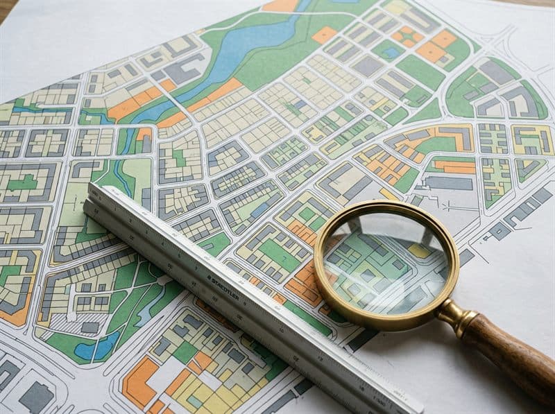 Plano urbanístico para valorar una finca urbana en Pontevedra